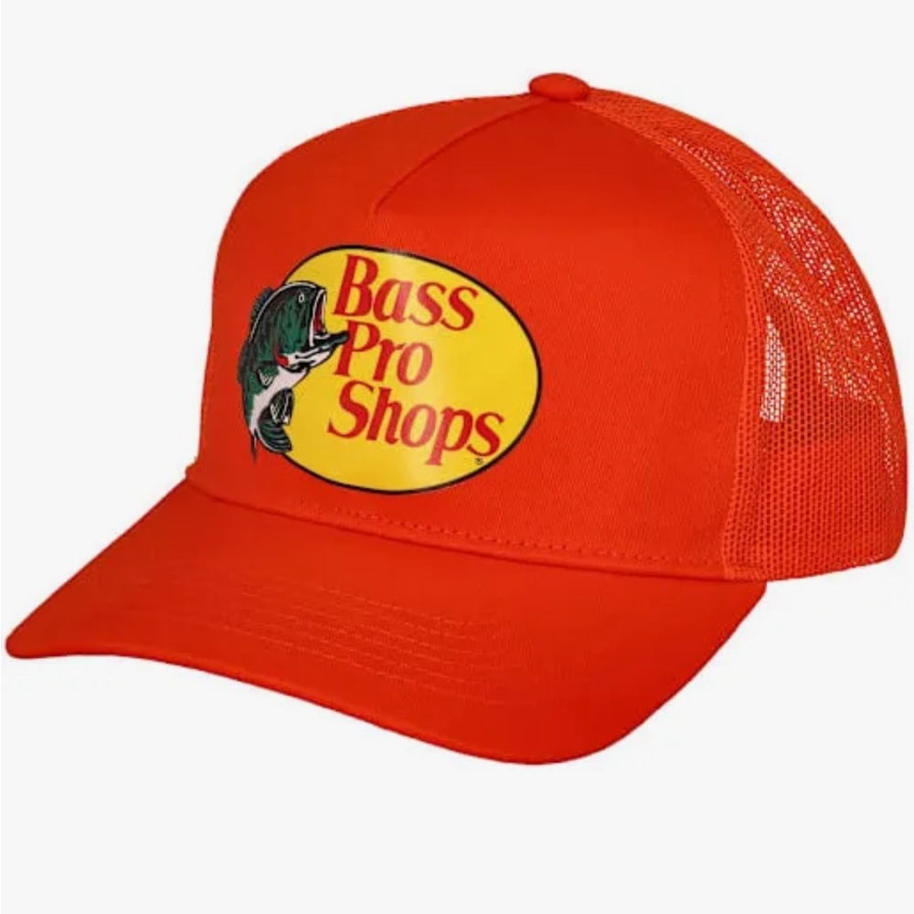 Bass Pro Shops Orange Mesh Back Trucker Cap Hat Clasp Closure Unisex NWOT